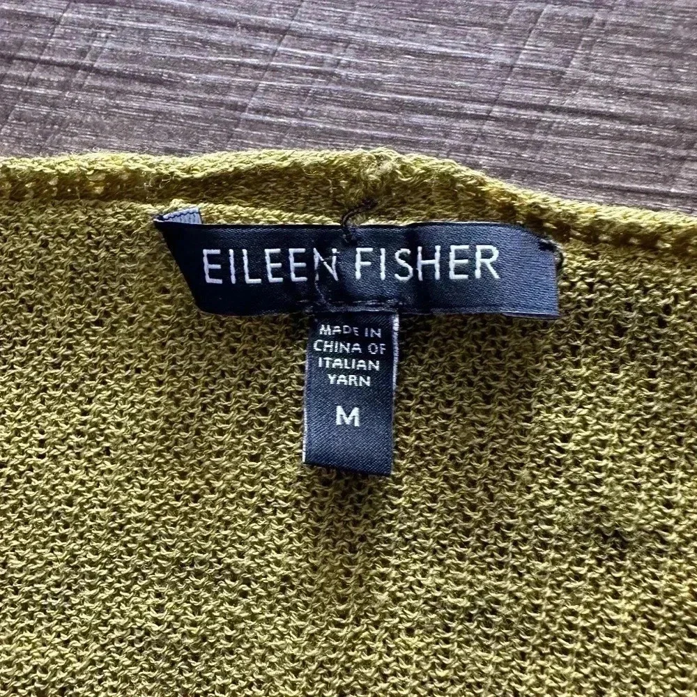 Eileen Fisher green 100% wool V-neck tunic sweater size Medium - Picture 9 of 9